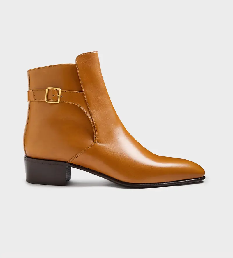 BOTTINES JODHPUR EN CUIR DE VEAU BOX - DORÉ