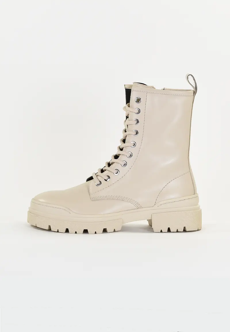 BOTTINES MAUVE - CREME