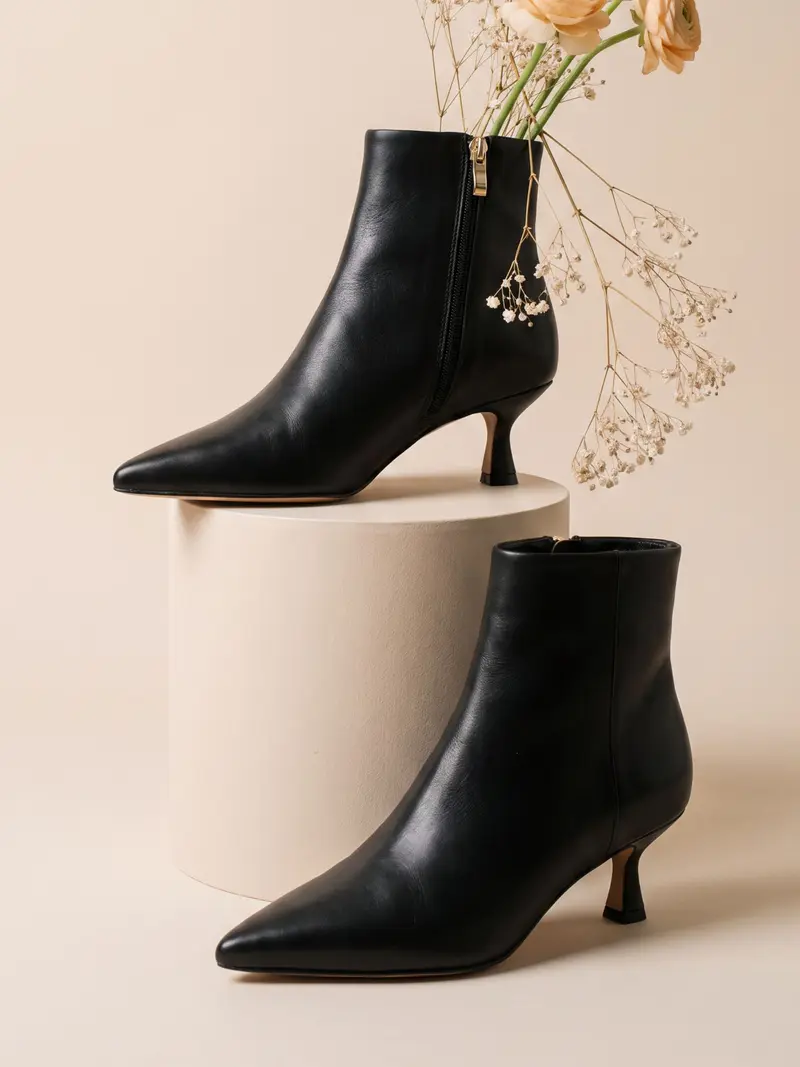Bottines pointues cuir noir