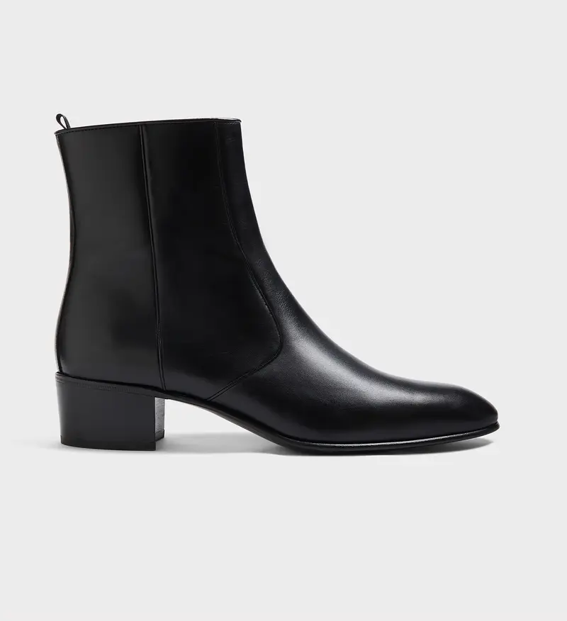 BOTTINES ZIPPÉES EN CUIR DE VEAU BOX - NOIRES