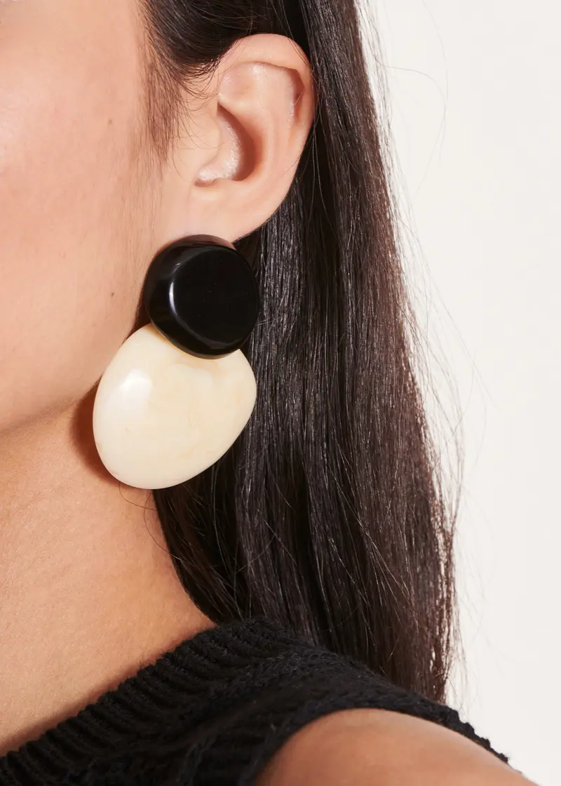 Boucles d'oreilles en résine noir et blanc
