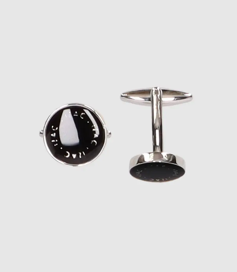 Boutons de manchette en métal noir avec logo
