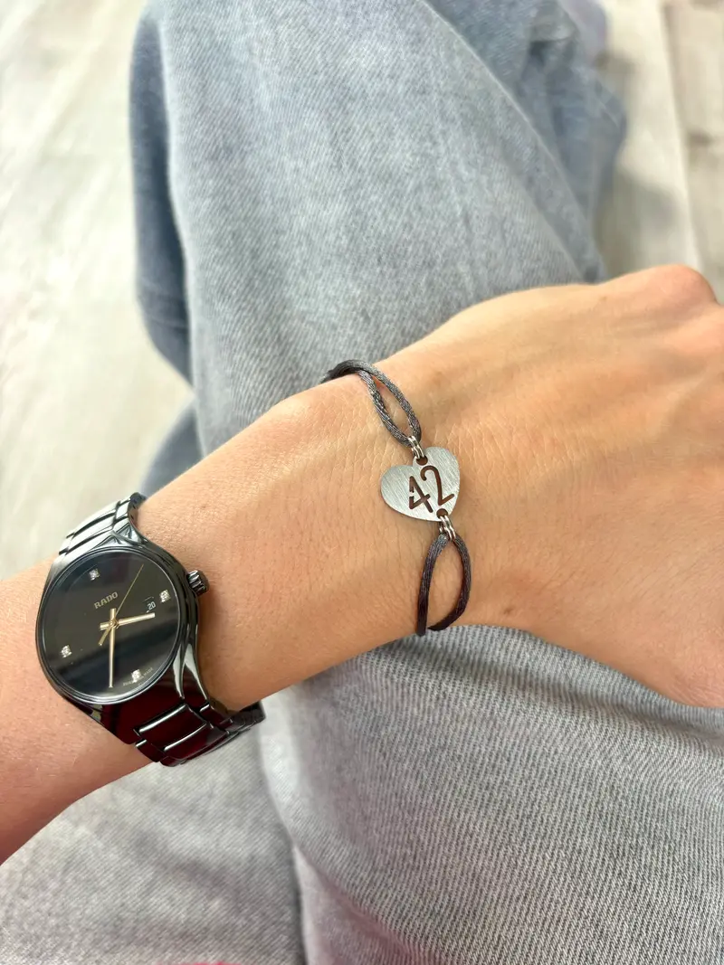 Bracelet 42 anthracite coeur inox