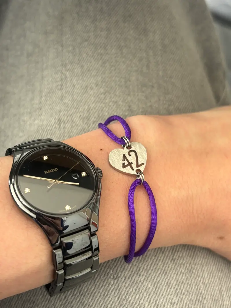 Bracelet 42 coeur inox violet