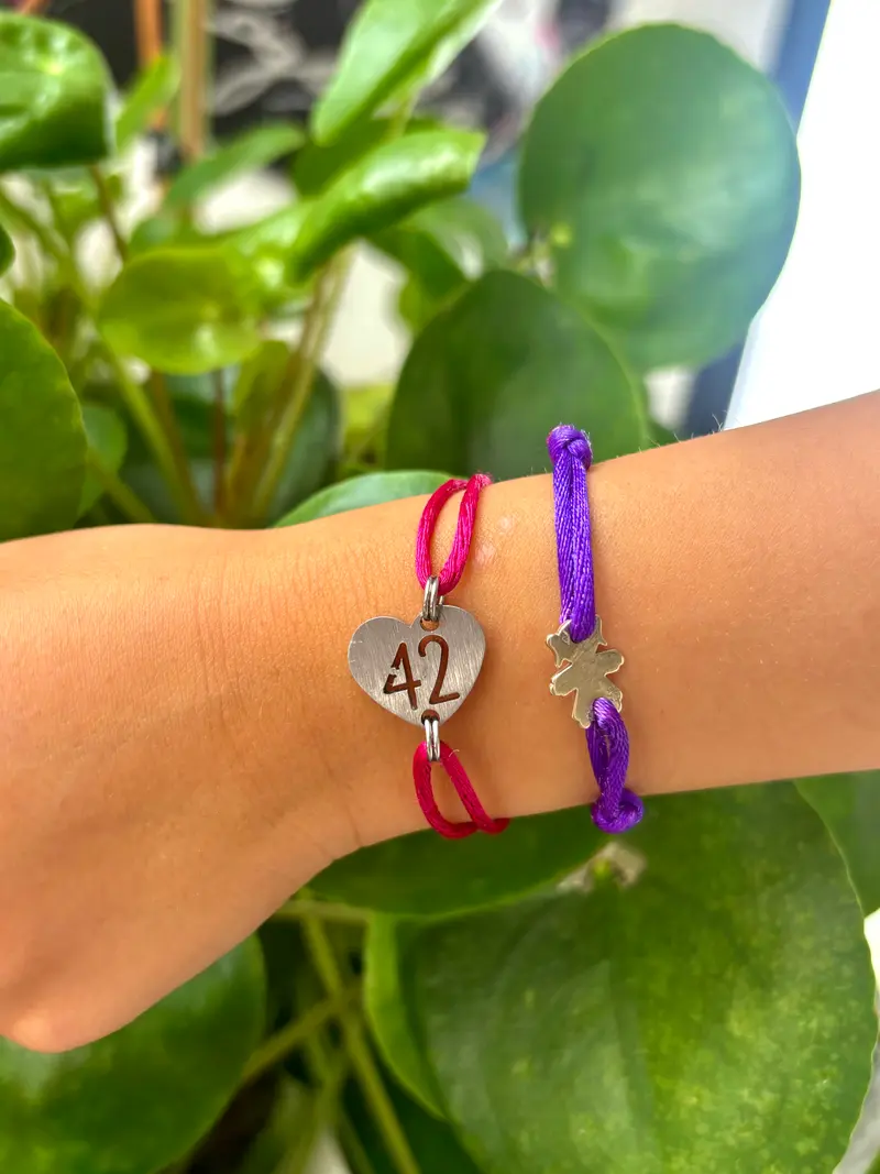 Bracelet 42 fushia coeur inox