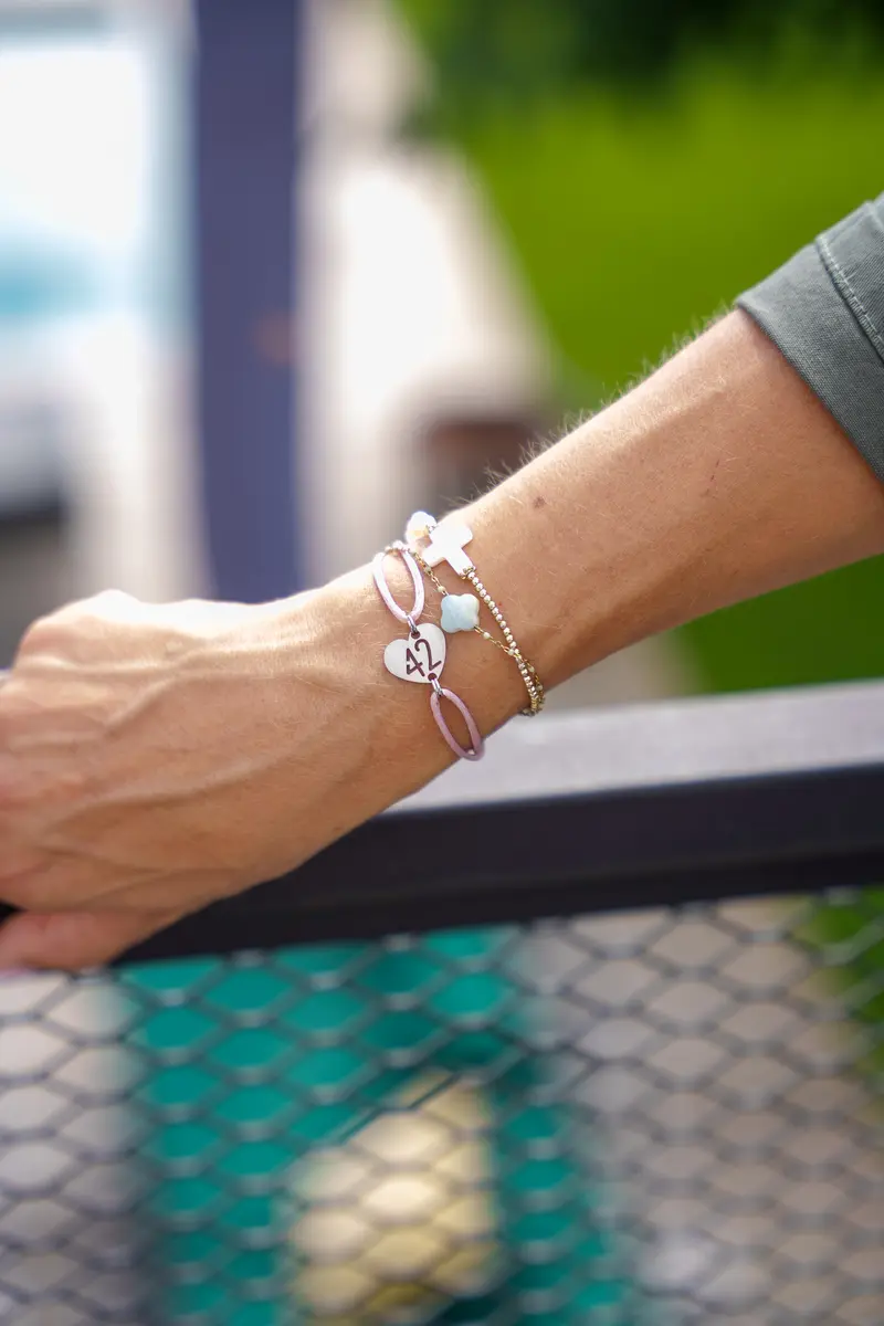 Bracelet 42 vieux rose coeur inox