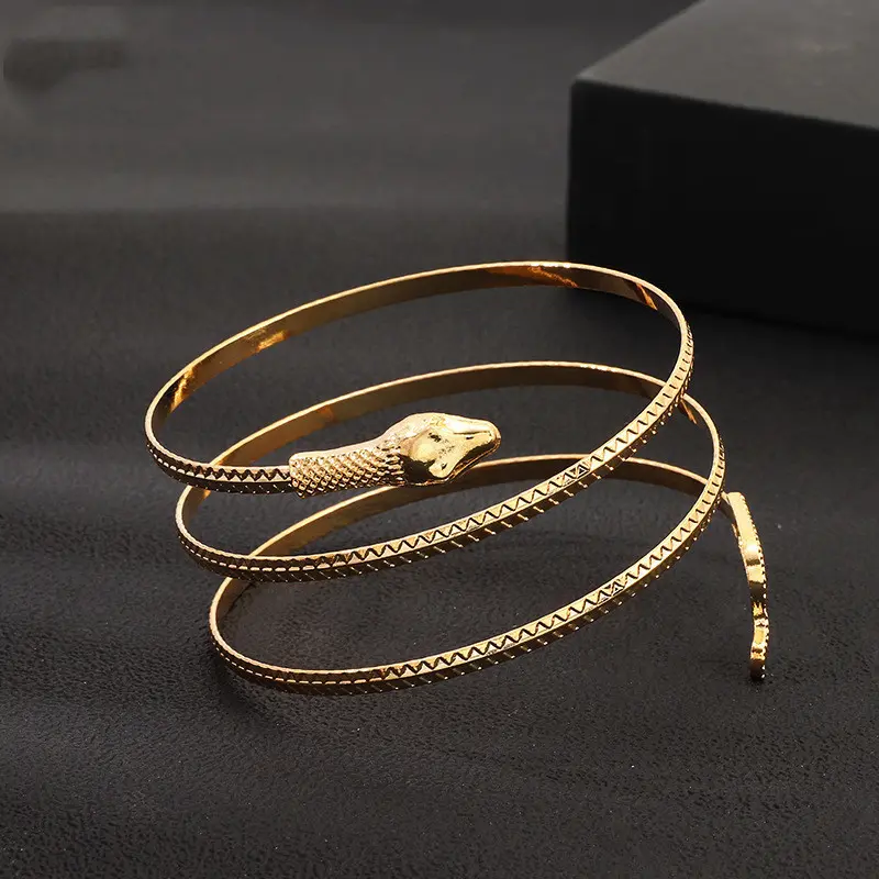 Bracelet Serpent Alliage & Pierre Artificielle – Style Euro-Américain Or & Argent