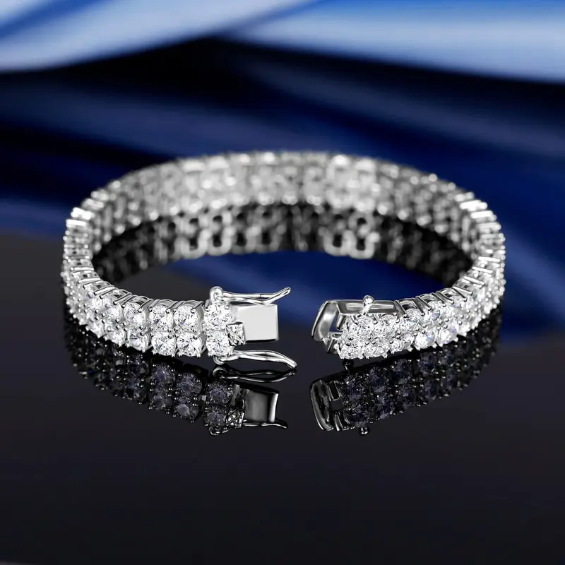 Bracelet Tennis Double Rangée Zircon 3MM Style Hip Hop Européen