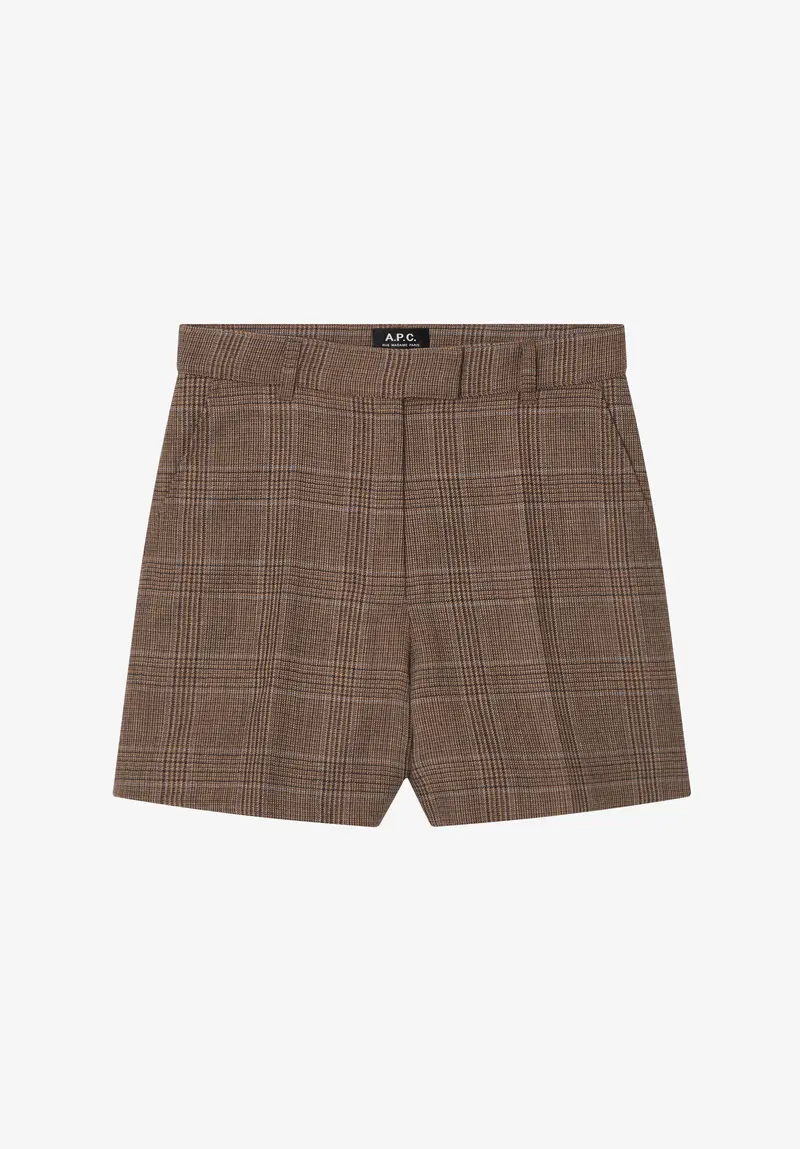 Braune karierte Wollshorts