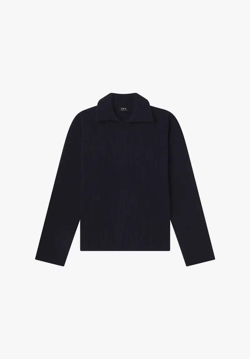 Breitgerippter Pullover mit Hemdkragen