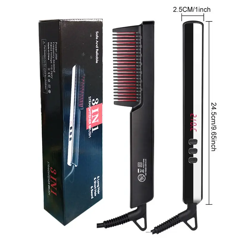 Brosse Lissante Céramique Tourmaline 10 Niveaux – Cheveux Secs & Mouillés Homme & Femme