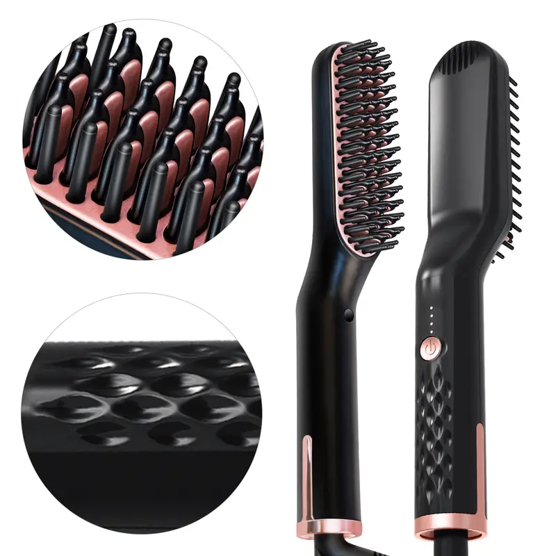 Brosse Lissante Multifonction – Céramique Tourmaline Cheveux Secs & Mouillés