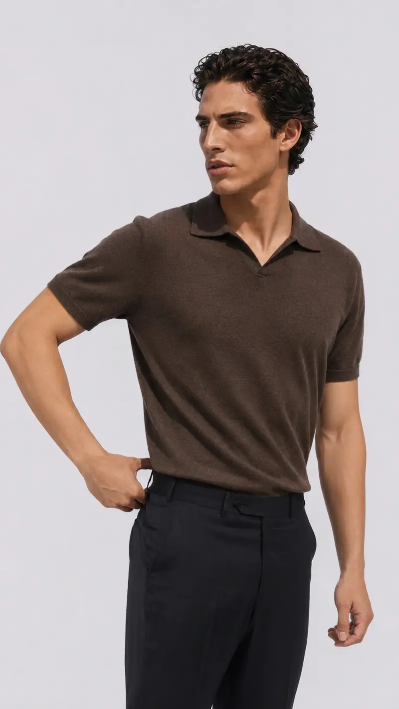 Brown Merino Polo Shirt