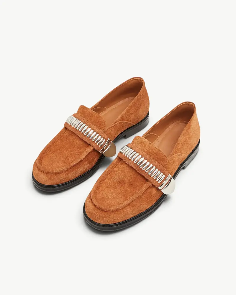 Brown Studded Loafers