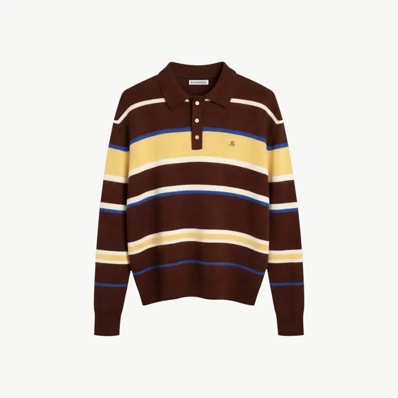Brushed Striped Knitted Polo