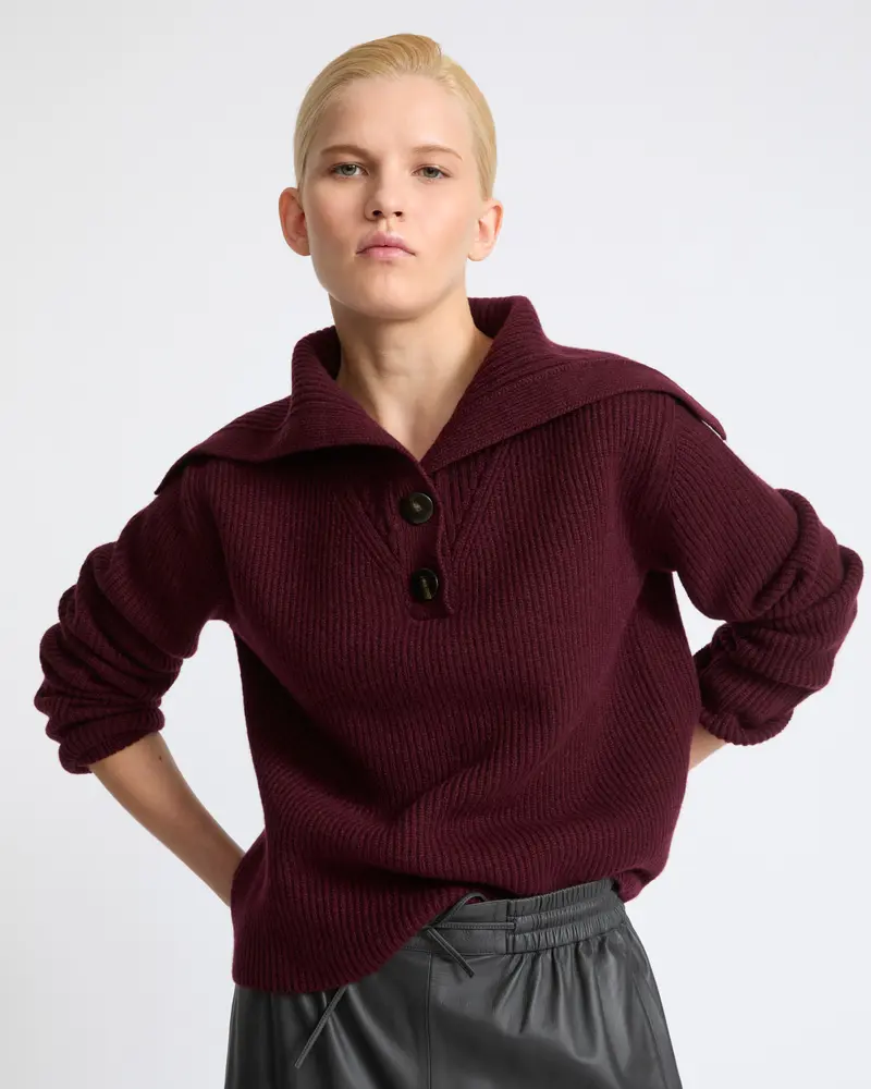 Buttoned sailor collar knit sweater