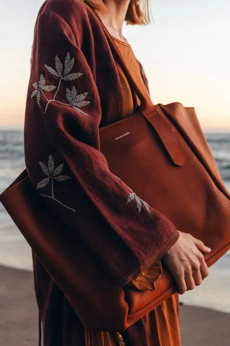 Cabas femme cuir Déméter – Cuir plongé aniline – Fabriqué en France