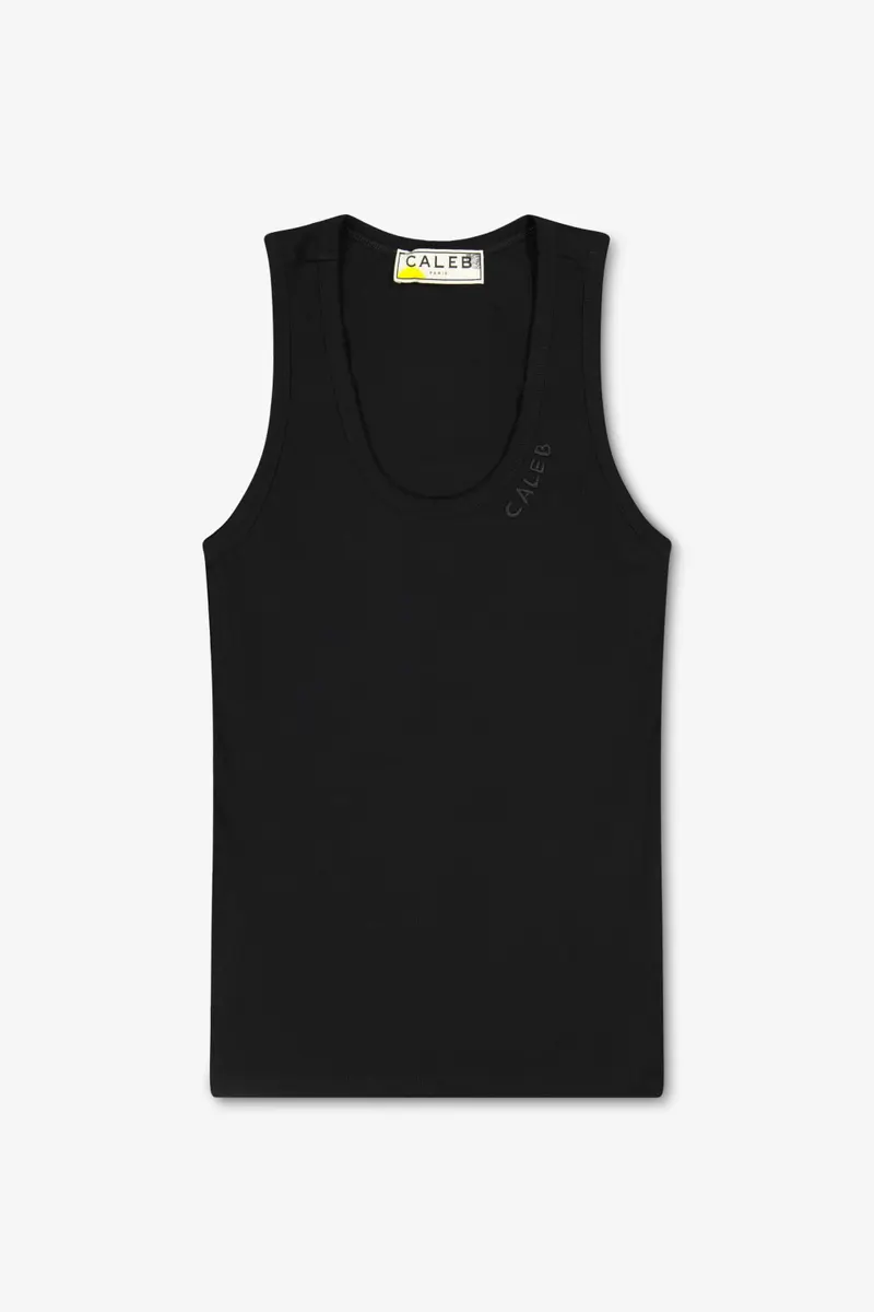 Caleb Paris Tank Top Embroidery Black