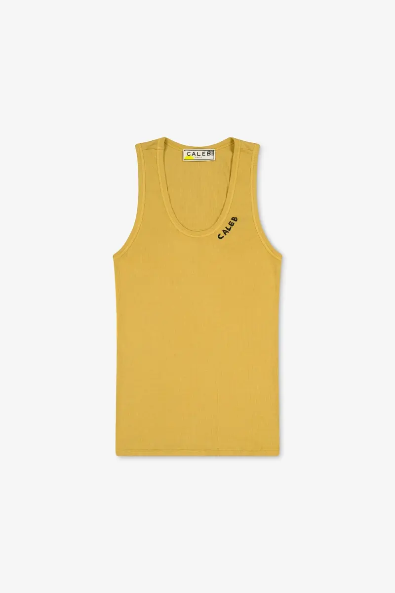 Caleb Paris Tank Top Embroidery Camel
