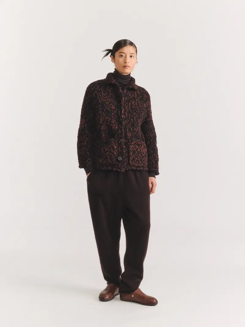 CAMILLE CARDIGAN - SOFTY MARLED - BLACK/BROWN