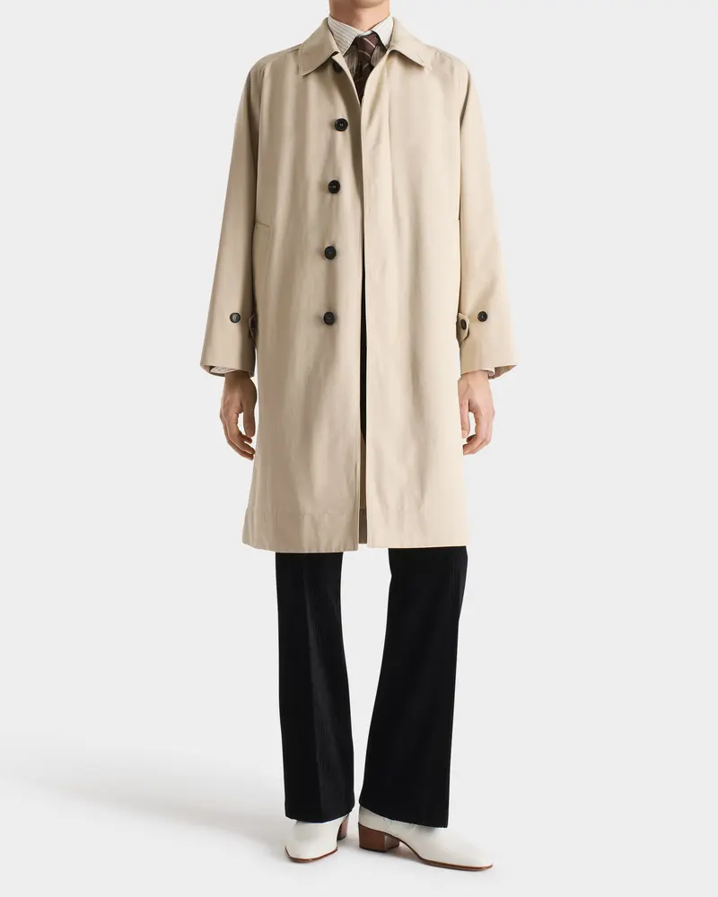 CAR COAT EN GABARDINE DE POLYCOTON RECYCLÉ - BEIGE MASTIC