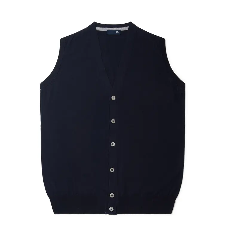 Cardigan sans manches en laine mérinos marine