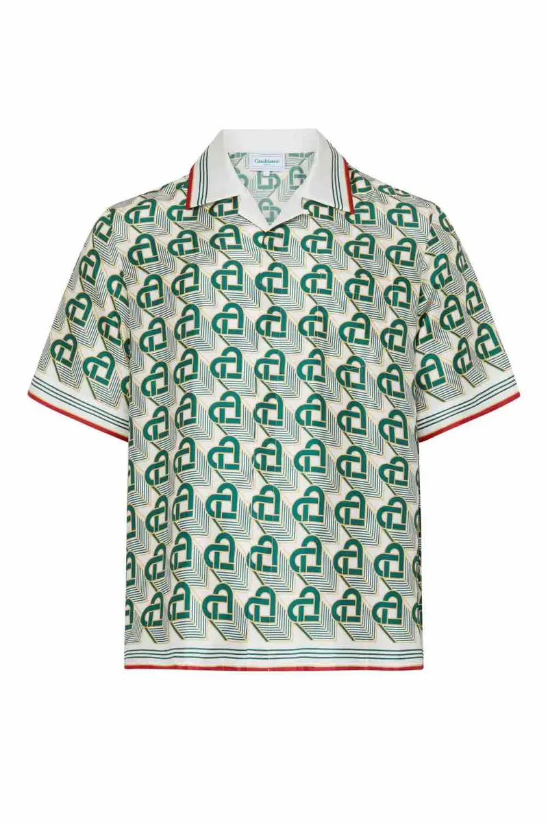 Casablanca Cuban Collar Short Sleeve Heart Monogram