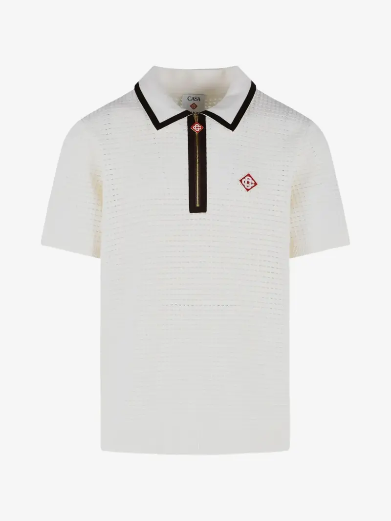 Casablanca waffle stitch polo shirt