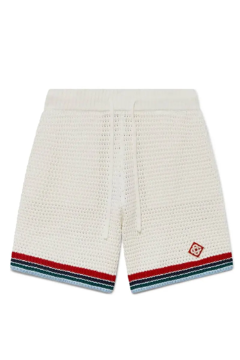 Casablanca White Sporty Crochet Shorts