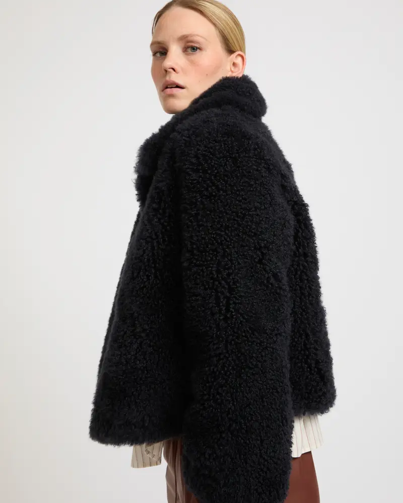 Cashmere-blend and lambskin peacoat jacket