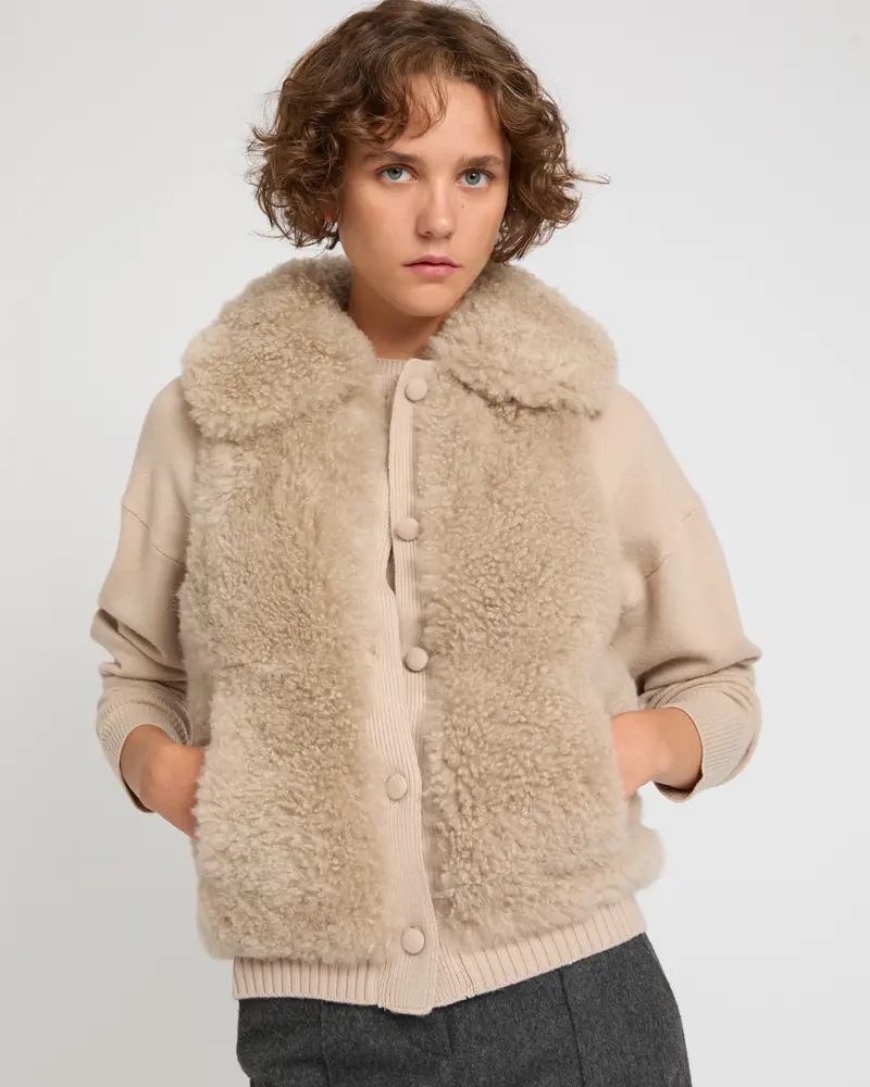 Cashmere lambskin and Merino knit gilet