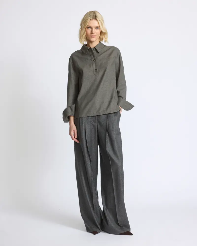 Cashmere wool and cotton blouse