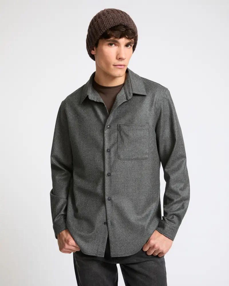 Cashmere wool flannel overshirt
