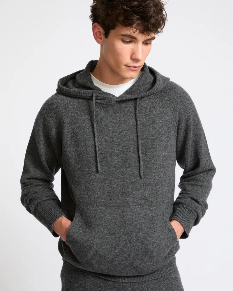 Cashmere wool knit hoodie