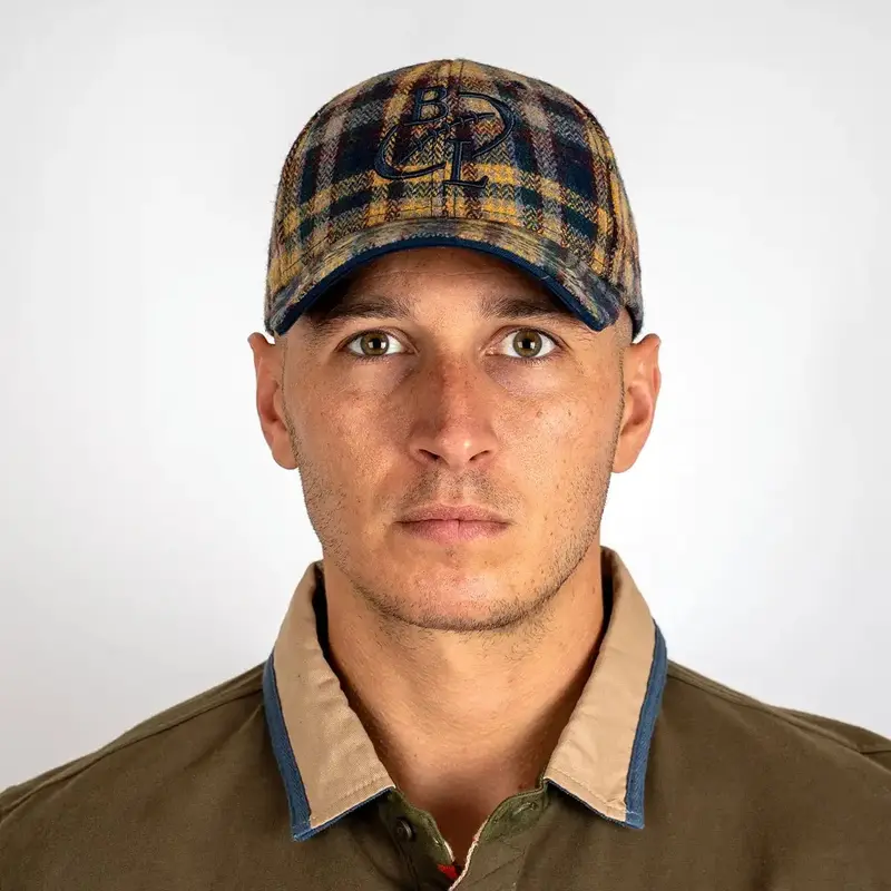 Casquette en feutrine à carreaux marine