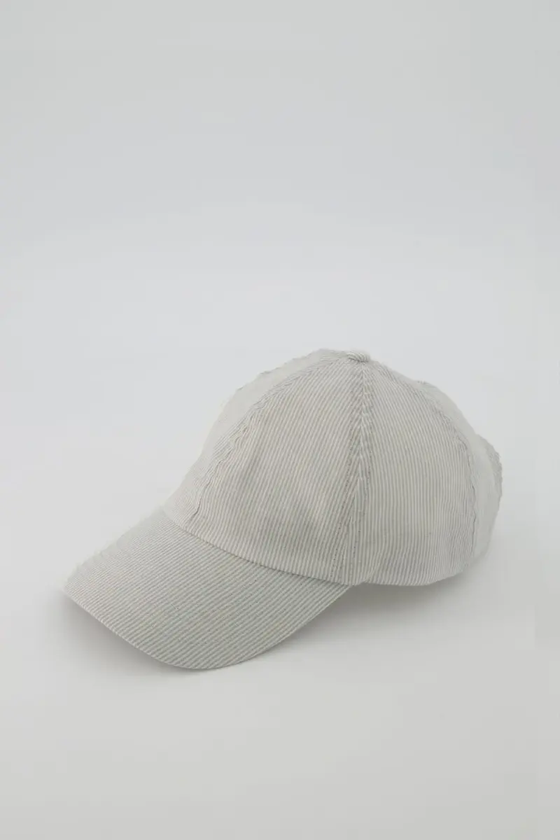 Casquette en tissu japonais à rayures gris clair
