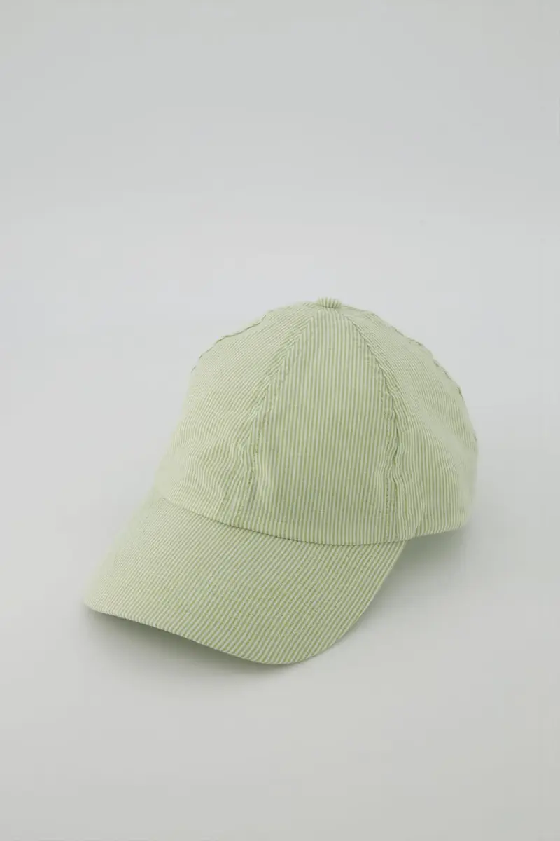 Casquette en tissu japonais à rayures vert anis