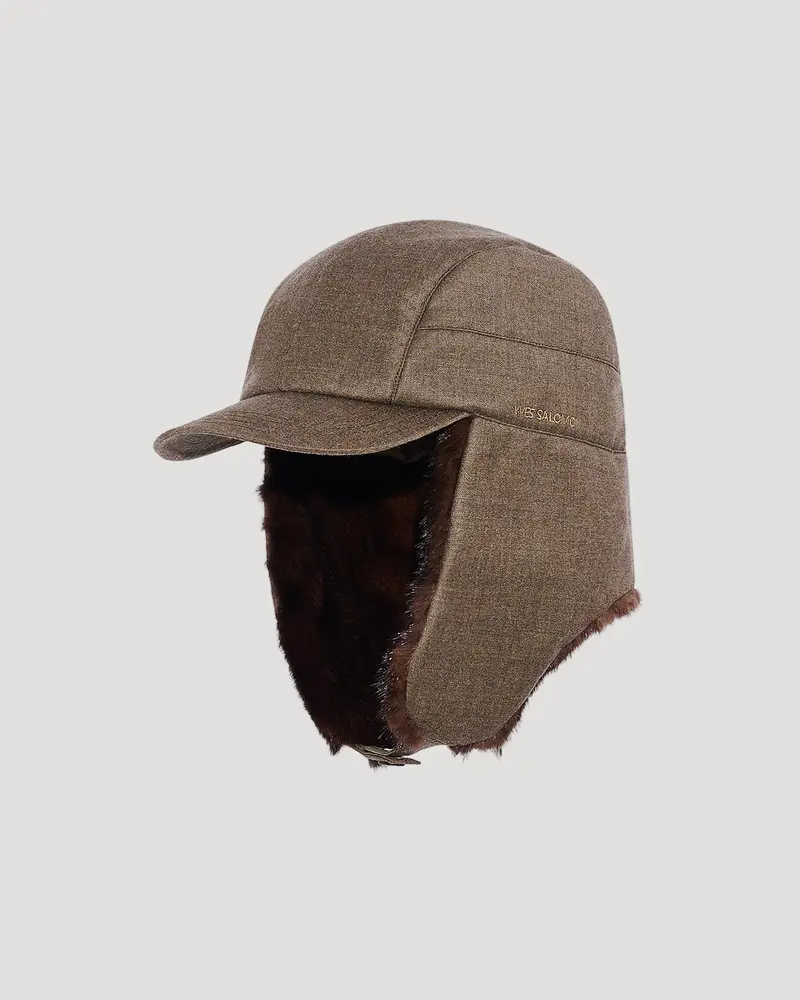 Casquette façon chapka en tissu Loro Piana et fourrure de vison
