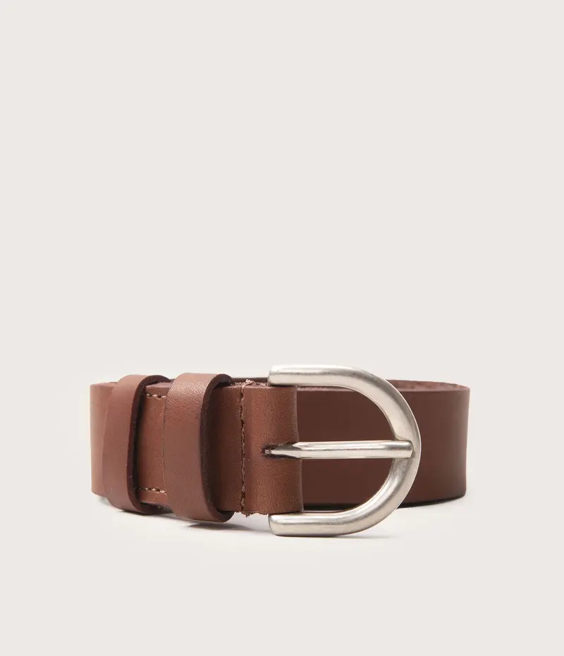 Ceinture 25mm marron boucle argent