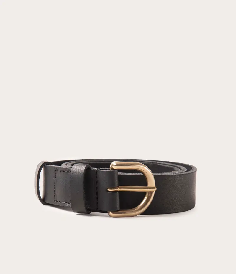 Ceinture 25mm noir boucle or