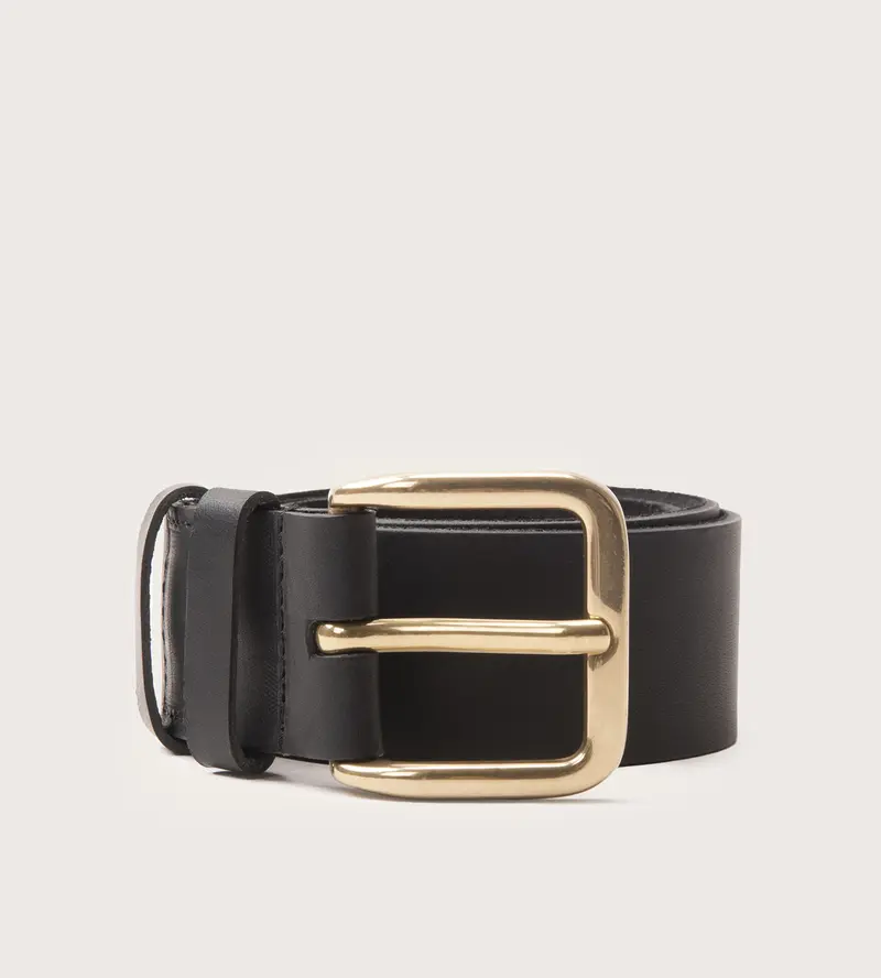 Ceinture 35mm noir boucle or