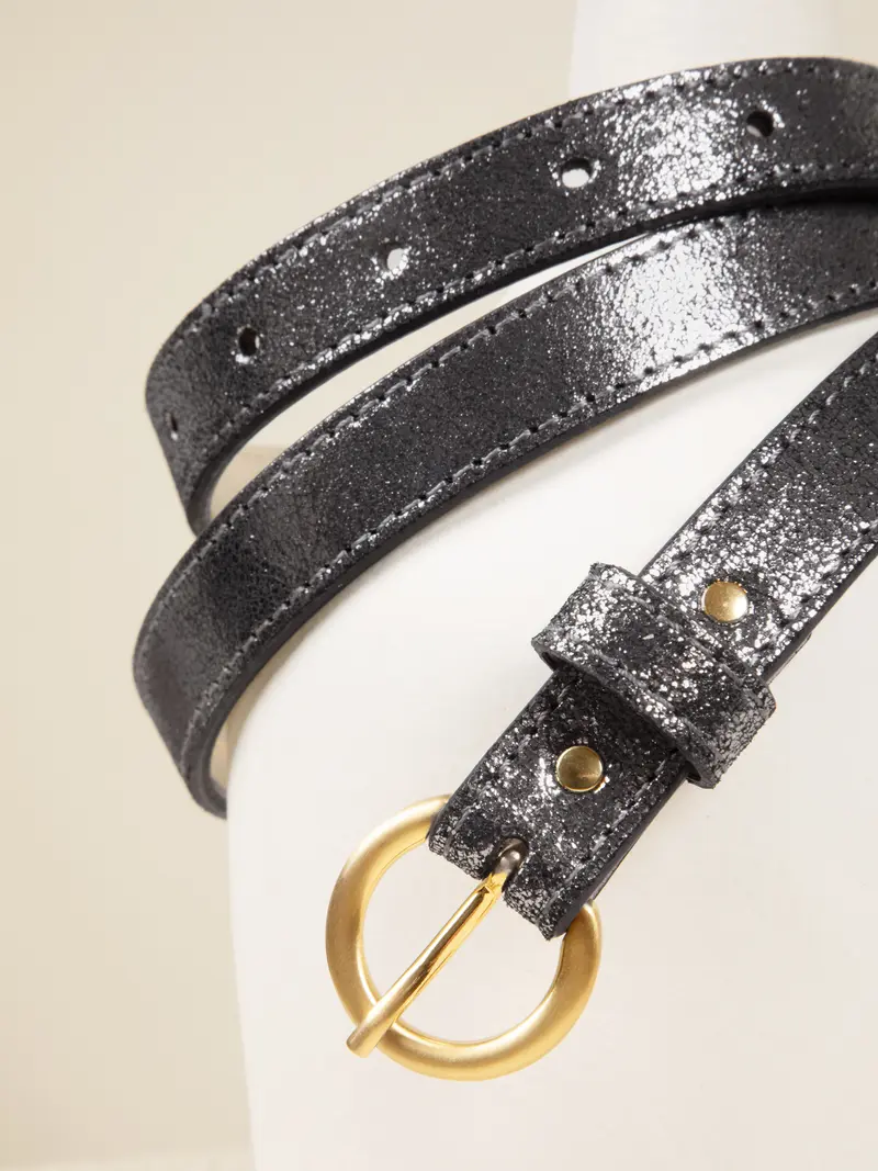 Ceinture boucle d'or cuir argenté