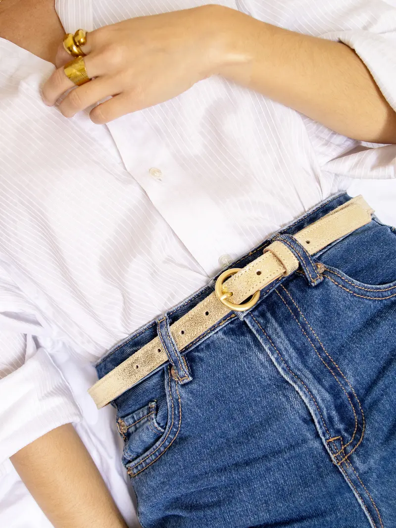 Ceinture boucle d'or cuir doré