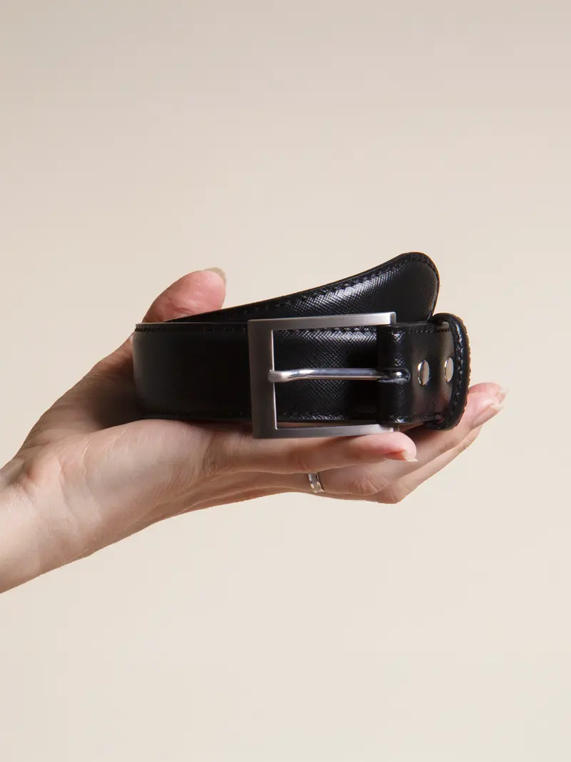 Ceinture classique cuir gravé noir