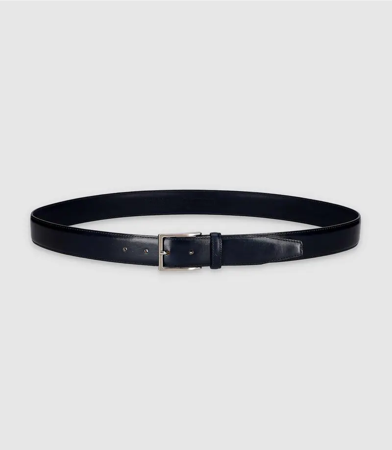 Ceinture couture 35mm en cuir marine CALCAZAR