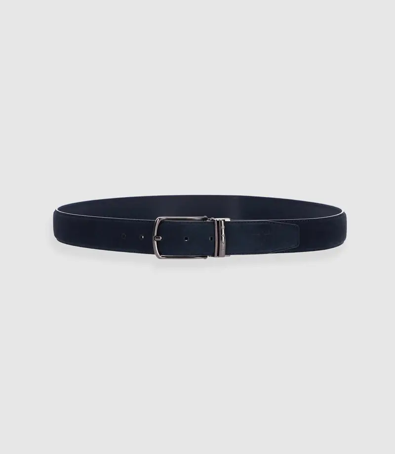 Ceinture en cuir 35mm ajustable marine CHANCE