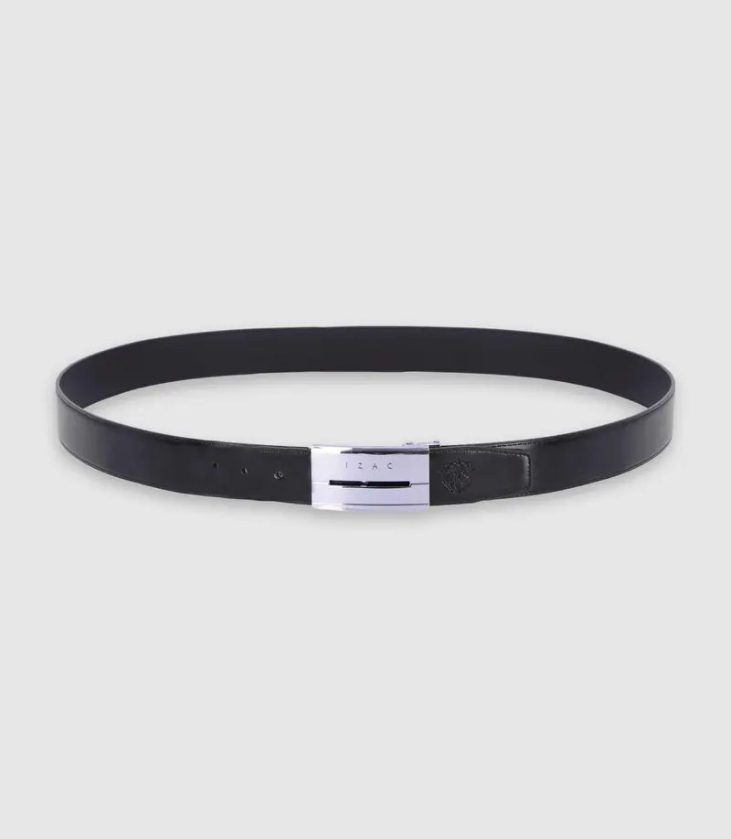 Ceinture en cuir réversible et ajustable noire