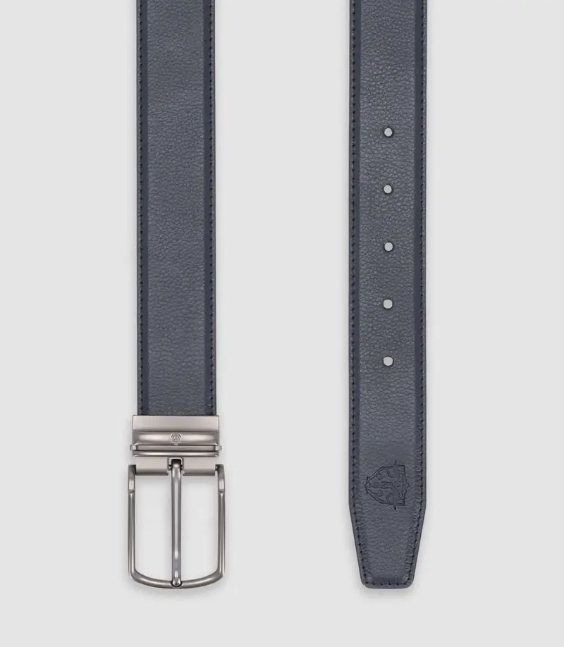 Ceinture en cuir réversible marine