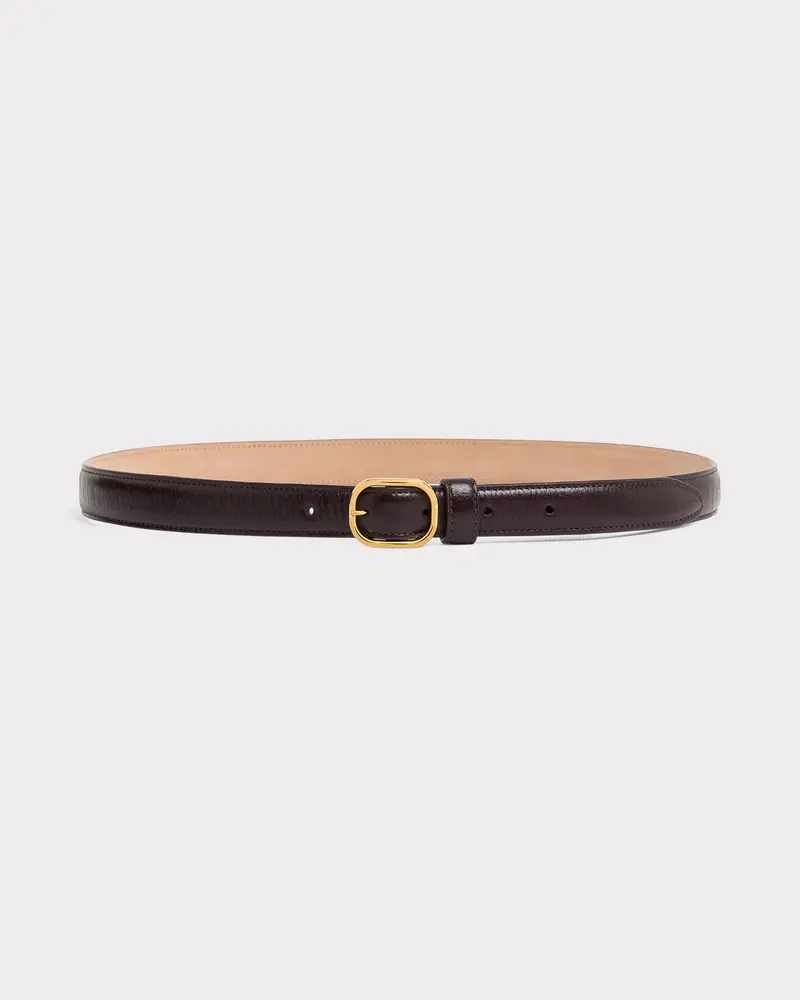 CEINTURE FINE EN CUIR DE VEAU BRILLANT - VIN