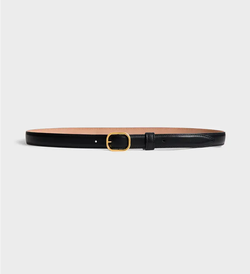CEINTURE FINE EN CUIR DE VEAU NAPPA - NOIRE